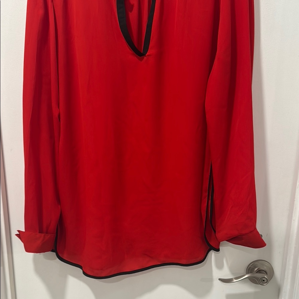 Women's Red Blouse with Black Trim - Picture 6 of 6